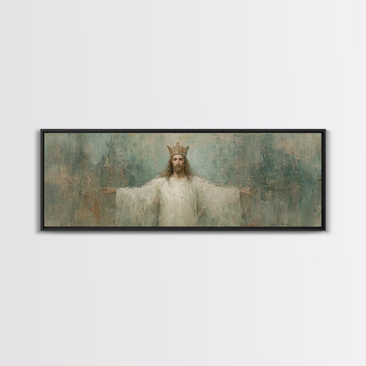 Whispered Hope, Framed Canvas Print, Panoramic Wall Art, Christian Art Canvas, Abstract Christian Art, Modern Christian Painting, Christian