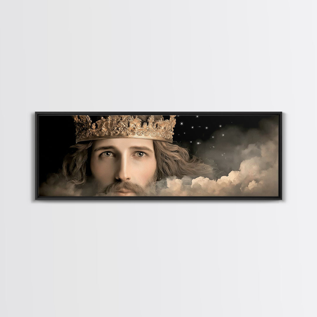 Crowned In Majesty – Framed Canvas Print – Panoramic Print – Christian Wall Art – Jesus Painting – Christian Art Canvas – Large Jesus Paint