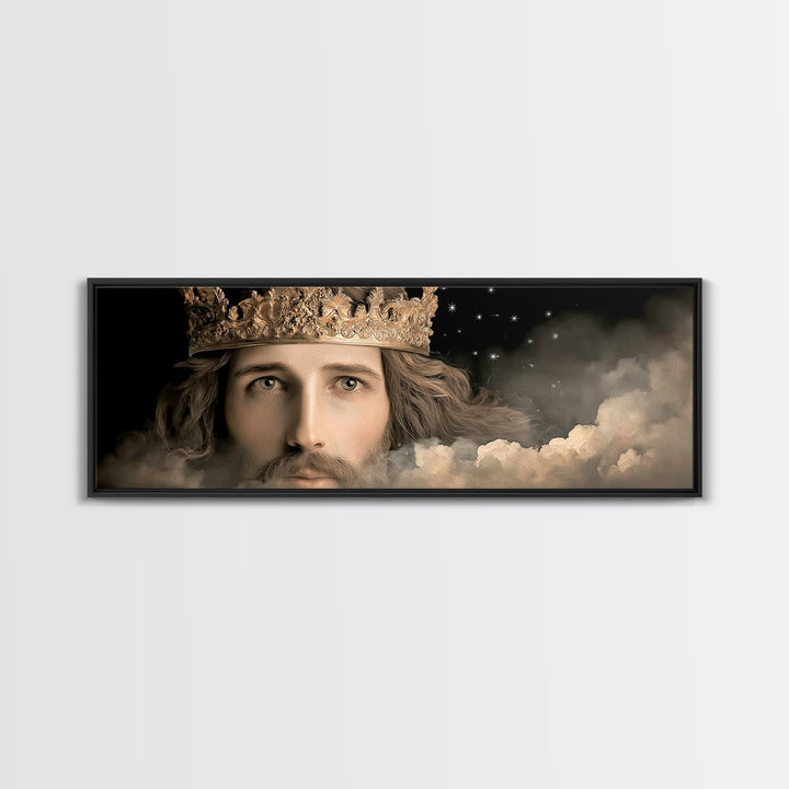 Crowned In Majesty – Framed Canvas Print – Panoramic Print – Christian Wall Art – Jesus Painting – Christian Art Canvas – Large Jesus Paint
