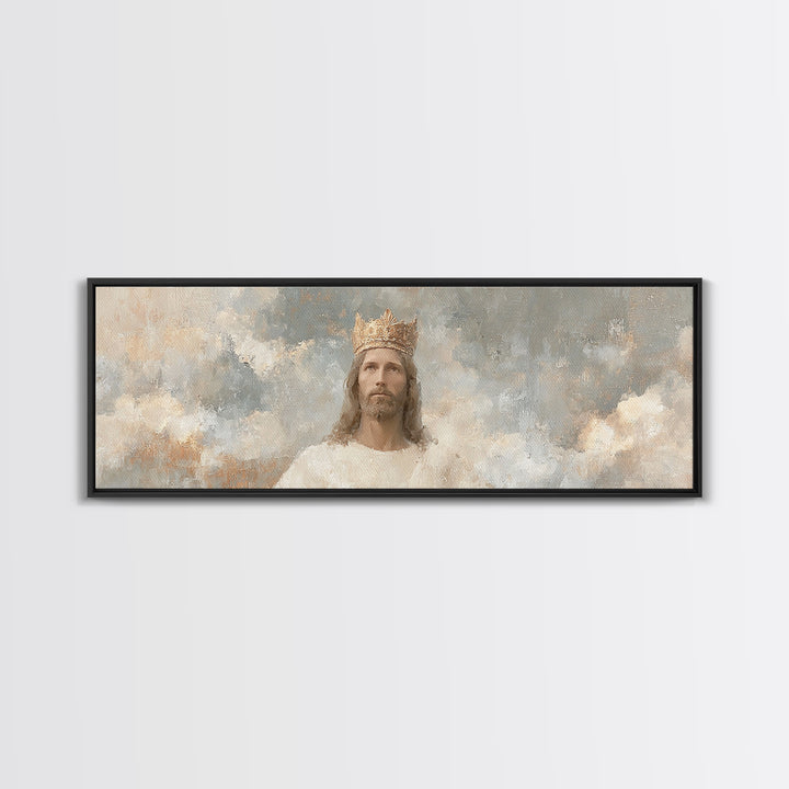 Radiant Crown Light, Framed Canvas Print, Panoramic Painting, Christian Wall Art, Jesus Painting, Christian Art Canvas, Modern Christian Ar
