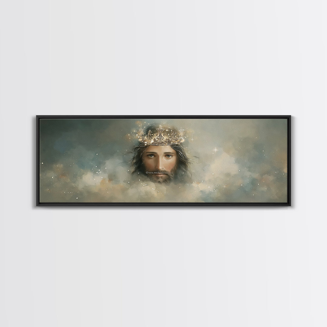 Heavenly Crown – Framed Canvas Print – Christian Wall Art – Jesus Painting – Panoramic Art – Christian Christmas Art – Christian Decor