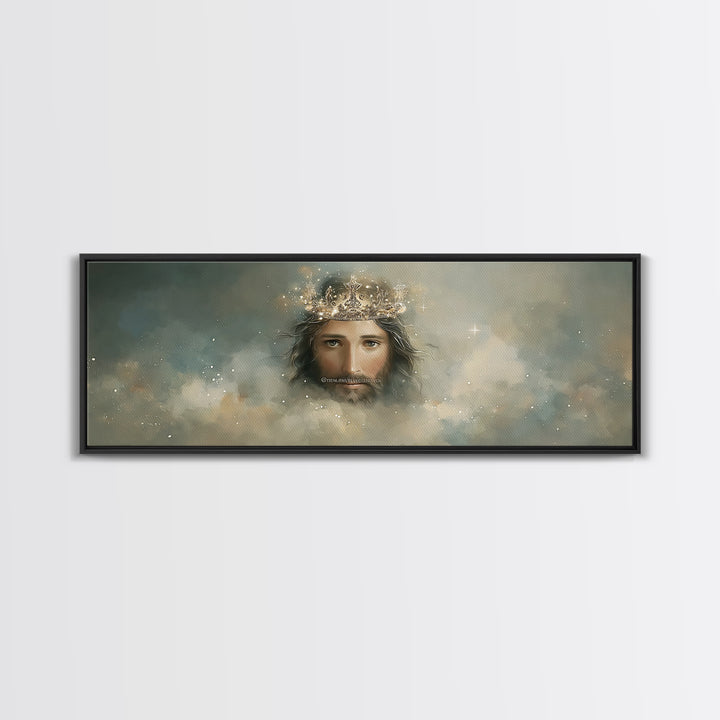 Heavenly Crown – Framed Canvas Print – Christian Wall Art – Jesus Painting – Panoramic Art – Christian Christmas Art – Christian Decor
