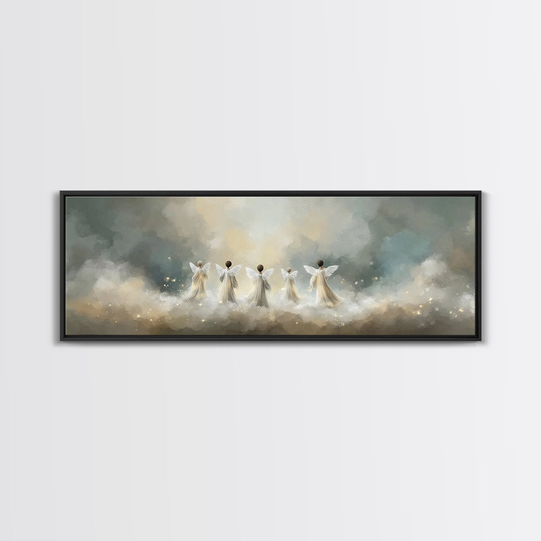 Angelic Hope Rise, Framed Canvas Print, Christian Paintings, Panoramic Frame, Christian Art Canvas, Christmas Art Prints, Christian Decorat