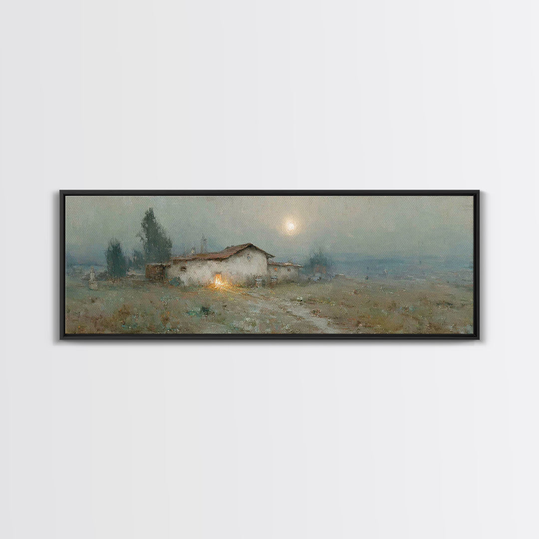 Quiet Bethlehem Glow | Framed Canvas Print | Panoramic Art | Christmas Wall Art | Christian Art Canvas | Christmas Art Prints | Christian D