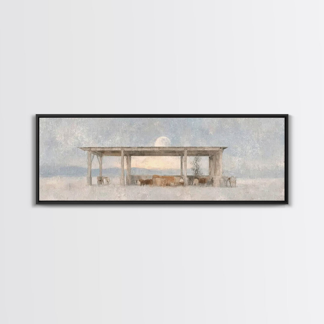 Winter Pasture Grace – Framed Canvas Print – Panoramic Art – Christian Wall Art – Christmas Art – Christian Art Canvas – Christmas Decorati