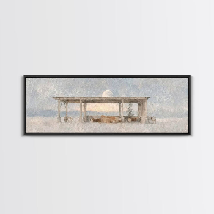 Winter Pasture Grace – Framed Canvas Print – Panoramic Art – Christian Wall Art – Christmas Art – Christian Art Canvas – Christmas Decorati