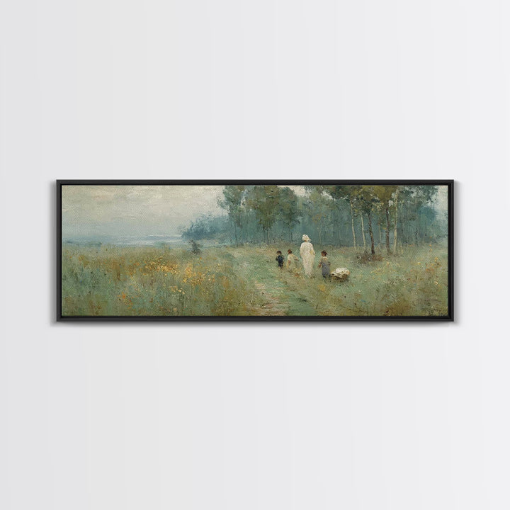 Morning Meadow | Framed Canvas Print | Christian Wall Art | Panoramic Frame | Christian Art Canvas | Jesus Painting | Christmas Art