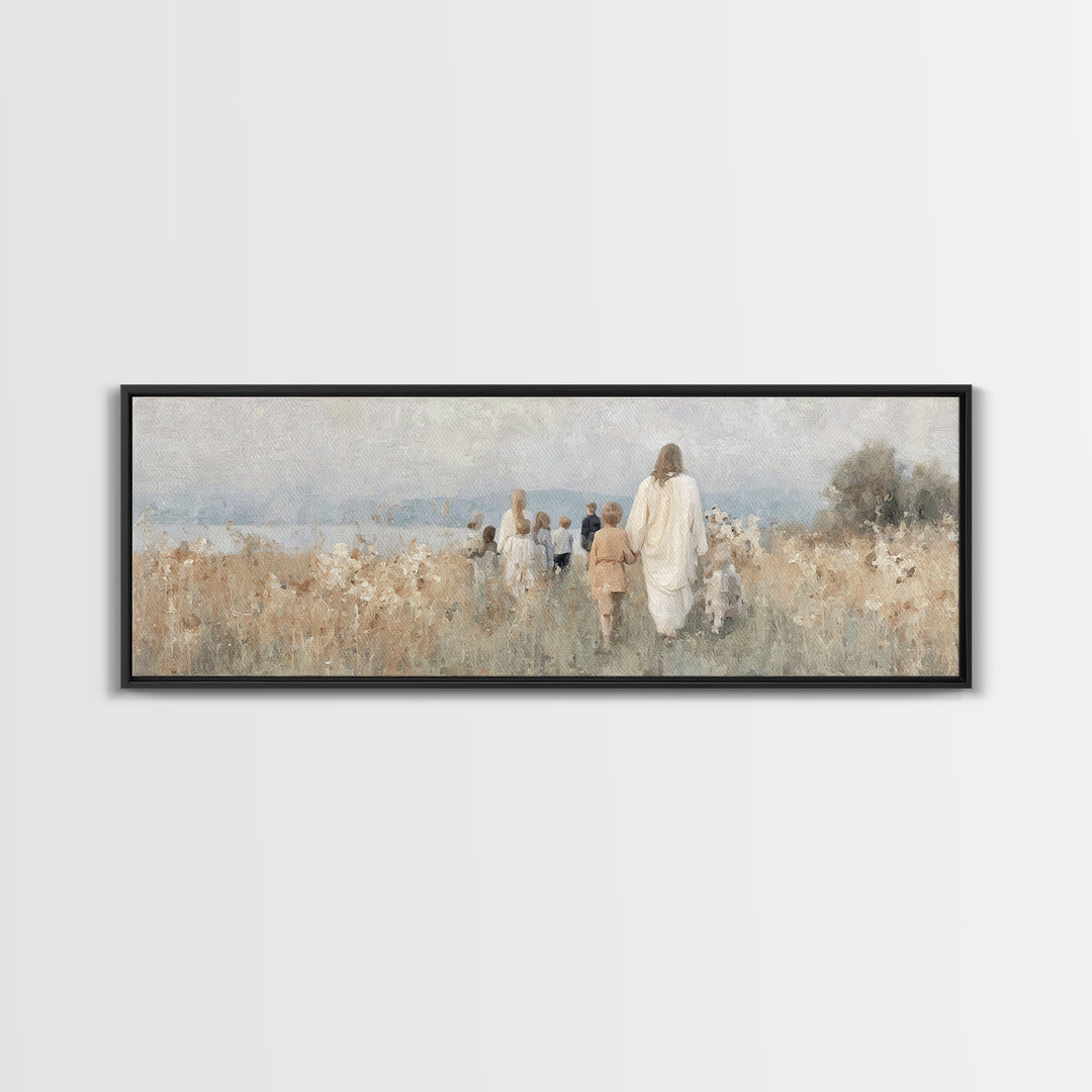 Shepherd’s Dawn – Framed Canvas Print – Christian Wall Art – Panoramic Art – Christian Christmas Art – Jesus Painting – Christian Art Work