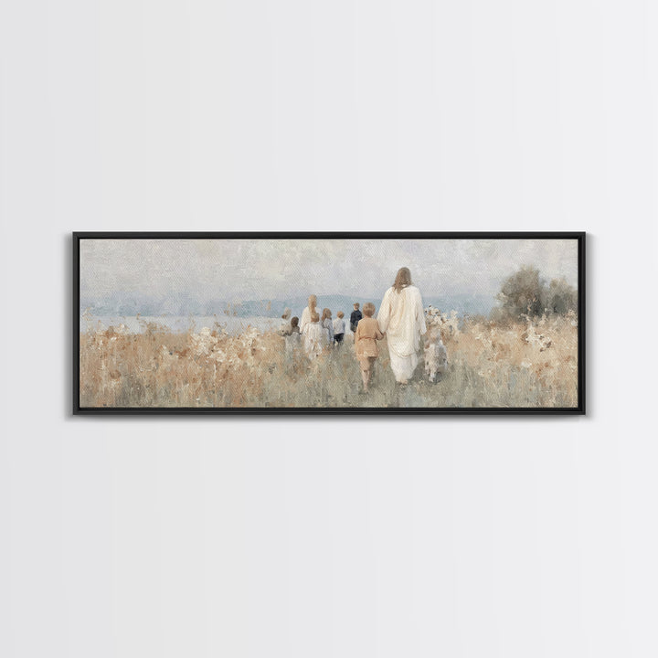 Shepherd’s Dawn – Framed Canvas Print – Christian Wall Art – Panoramic Art – Christian Christmas Art – Jesus Painting – Christian Art Work