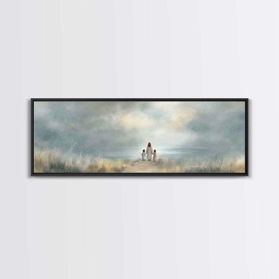 Quiet Flock | Framed Canvas Print | Christian Art Canvas | Panoramic Painting | Christian Wall Art | Christmas Art | Modern Christian Art