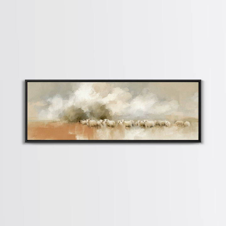Gentle Shepherd – Framed Canvas Print – Christian Art Canvas – Panoramic Art – Christian Wall Art – Christmas Art – Jesus Painting