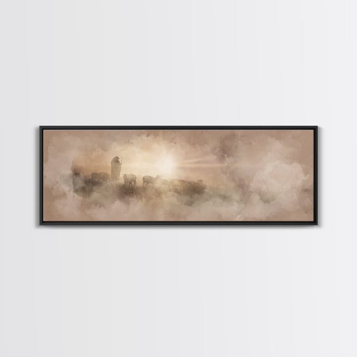 Radiant Horizon, Framed Canvas Print, Christian Art Canvas, Panoramic Wall Art, Christian Wall Art, Christmas Art, Modern Christian Art