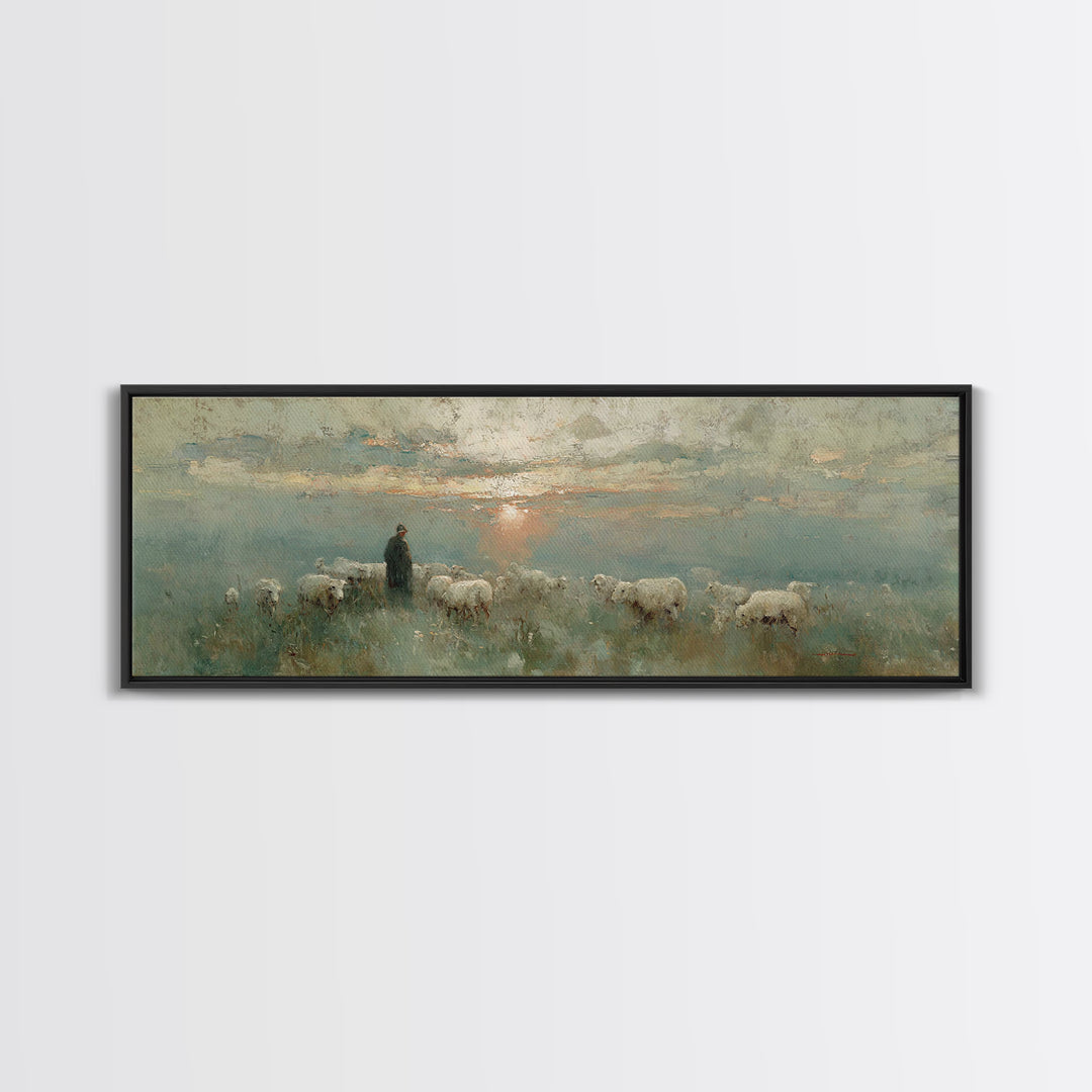 Horizon Of Peace, Framed Canvas Print, Panoramic Print, Christian Wall Art, Christian Art Canvas, Jesus Painting, Christmas Art
