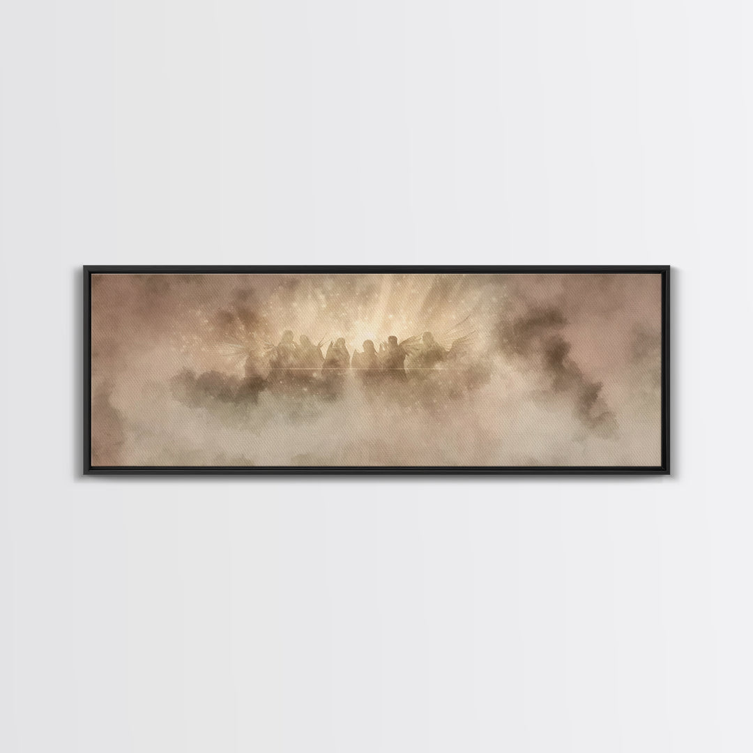 Celestial Chorus, Framed Canvas Print, Christian Art Canvas, Panoramic Wall Art, Christmas Art, Christian Art Gift, Modern Christian Art