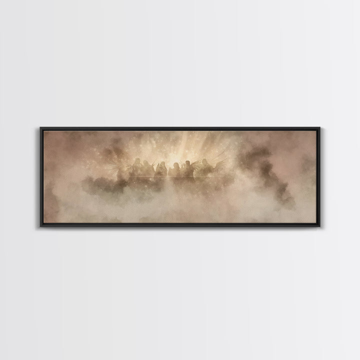 Celestial Chorus, Framed Canvas Print, Christian Art Canvas, Panoramic Wall Art, Christmas Art, Christian Art Gift, Modern Christian Art
