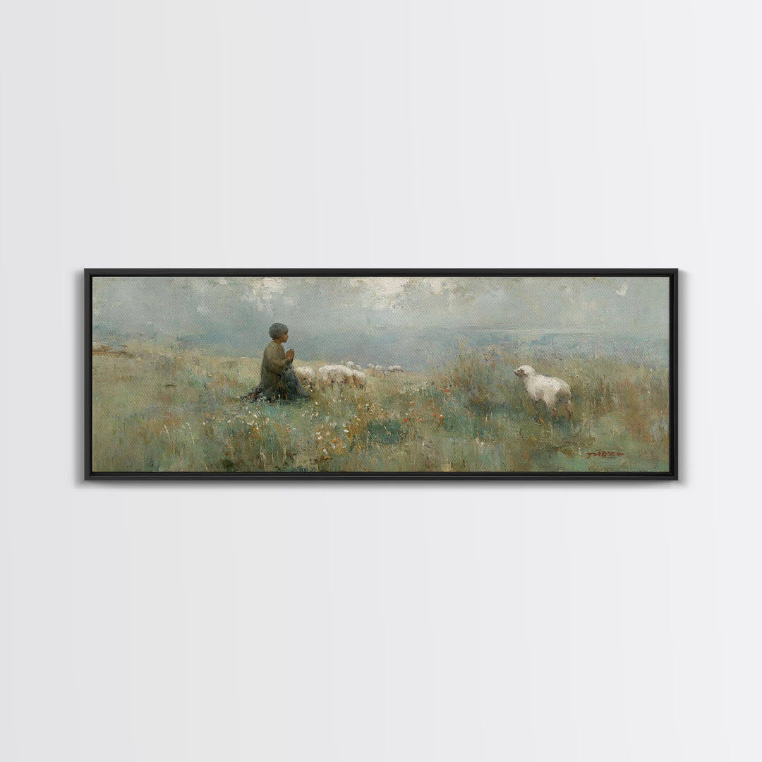 Childlike Faith – Framed Canvas Print – Panoramic Art – Christian Wall Art – Christian Art Canvas – Jesus Painting – Christmas Art
