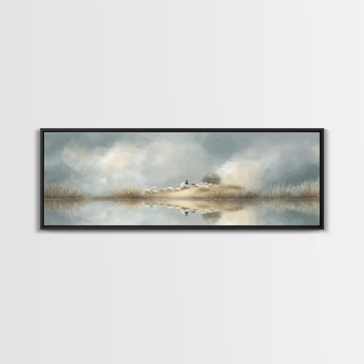 Hillside Morning Peace | Framed Canvas Print | Panoramic Painting | Christian Wall Art | Jesus Art Print | Modern Christian Art | Christmas