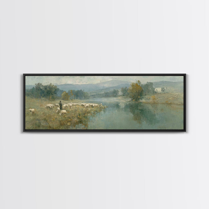 The Gentle Guide – Framed Canvas Print – Extra Wide Art – Christian Wall Art – Christian Painting – Jesus Canvas Art – Christian Christmas