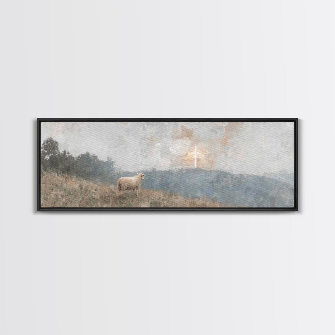 Valley Of Mercy – Framed Canvas Print – Panoramic Wall Art – Christian Art Gift – Modern Christian Art – Jesus Painting – Christmas Art Pri