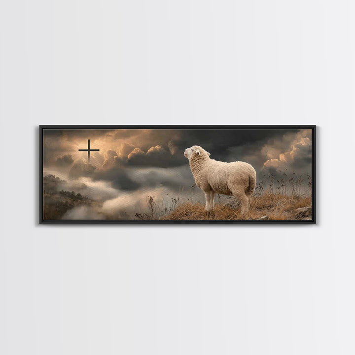Dawn Of Salvation, Framed Canvas Print, Panoramic Painting, Christian Wall Art, Christian Art Canvas, Jesus Painting Canvas, Christmas Art
