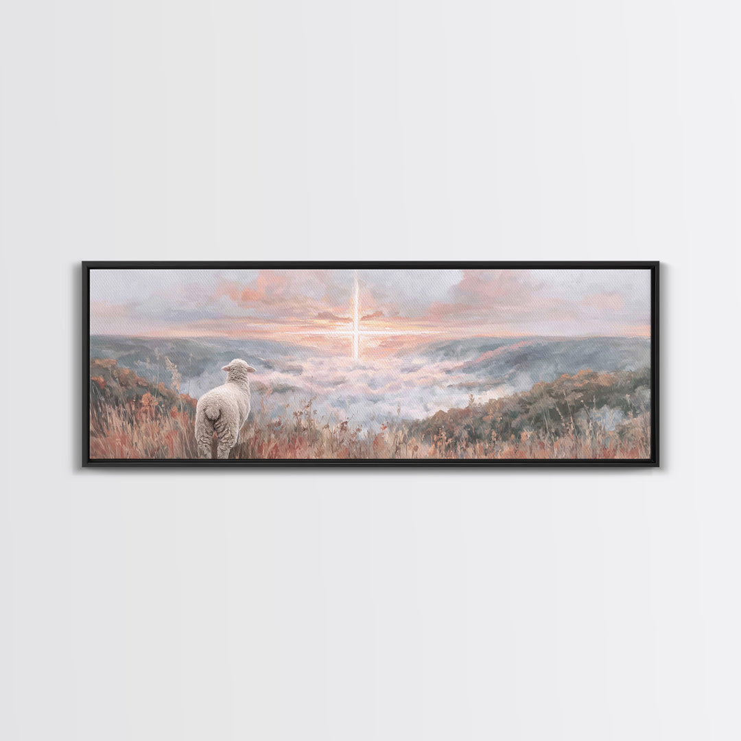 Crosslight Horizon | Framed Canvas Print | Panoramic Print | Christian Wall Art | Christian Art Painting | Jesus Canvas Art | Christian Chr