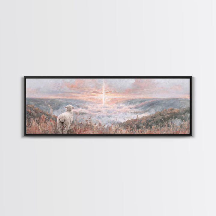 Crosslight Horizon | Framed Canvas Print | Panoramic Print | Christian Wall Art | Christian Art Painting | Jesus Canvas Art | Christian Chr