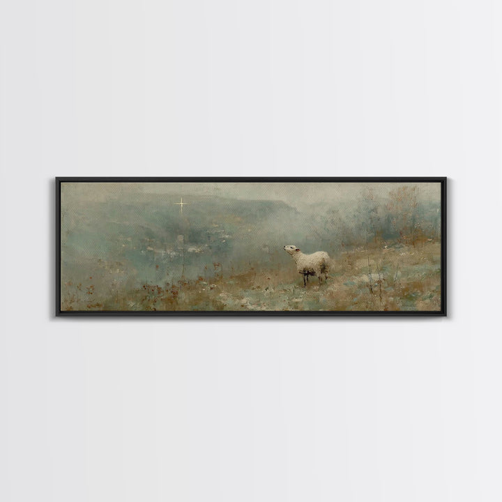 Hillside Grace | Framed Canvas Print | Panoramic Painting | Christian Art Canvas | Christian Christmas Art | Subtle Christian Art | Christi