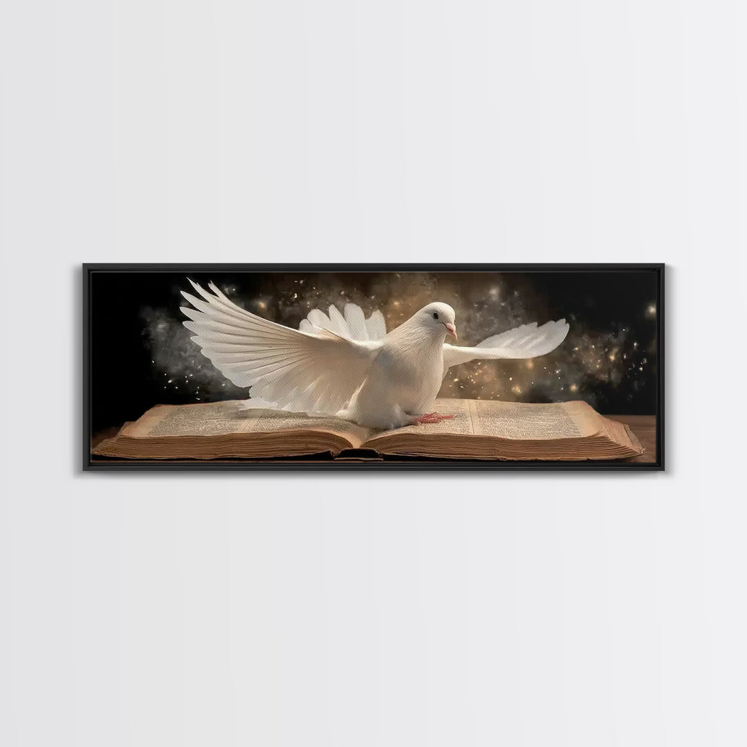 Holy Fire Light, Framed Canvas Print, Panoramic Frame, Christian Art Canvas, Moody Christian Art, Christian Christmas Decor, Christian Wall