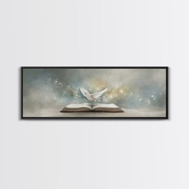 Spirit Of Scripture | Framed Canvas Print | Extra Wide Art | Christian Art Work | Christian Wall Art | Christmas Art Prints | Modern Christ