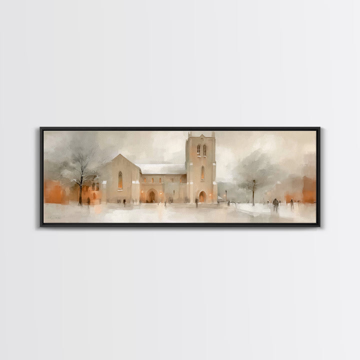 Sanctuary Of Peace - Framed Canvas Print - Christian Art Canvas - Panoramic Print - Christmas Art Work - Modern Christian Art - Christian D