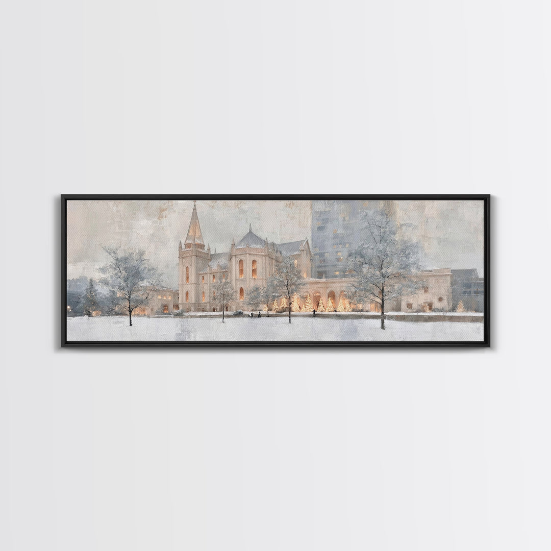 Sanctuary At Dusk - Framed Canvas Print - Christian Art Canvas - Panoramic Frame - Christmas Wall Art - Christian Decoration - Unique Chris