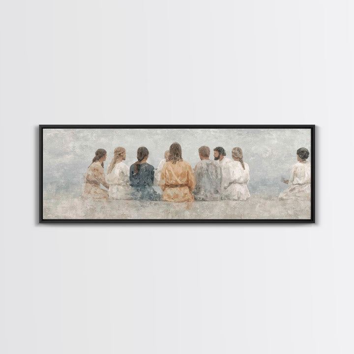 Hallowed Fellowship Peace, Framed Canvas Print, Christian Wall Art, Modern Christian Art, Panoramic Frame, Jesus Art Print, Christian Gift