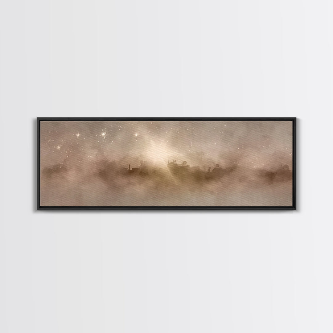 Desert Chapel Sky - Framed Canvas Print - Panoramic Wall Art - Christian Art Canvas - Christian Wall Art - Jesus Painting - Christmas Art