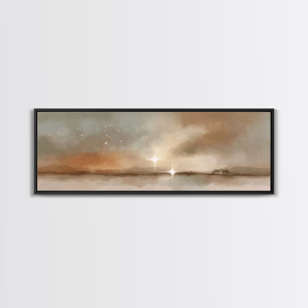 Bethlehem Horizon Light | Framed Canvas Print | Panoramic Painting | Christian Wall Art | Christian Art Canvas | Christmas Art | Jesus Pain