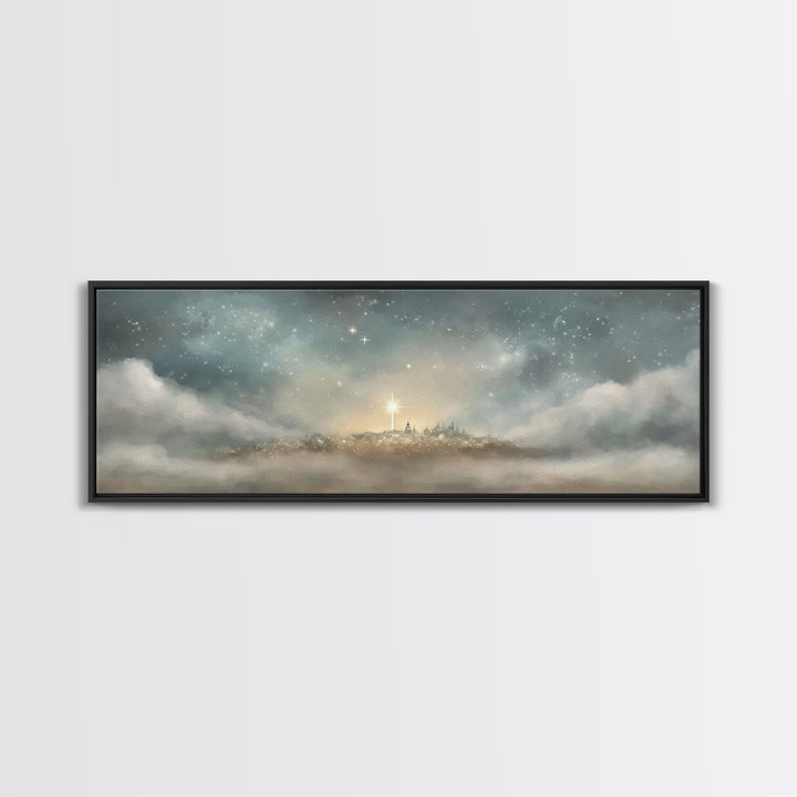 The Guiding Star – Framed Canvas Print – Christian Wall Art – Panoramic Art – Christian Art Canvas – Christmas Art – Jesus Painting