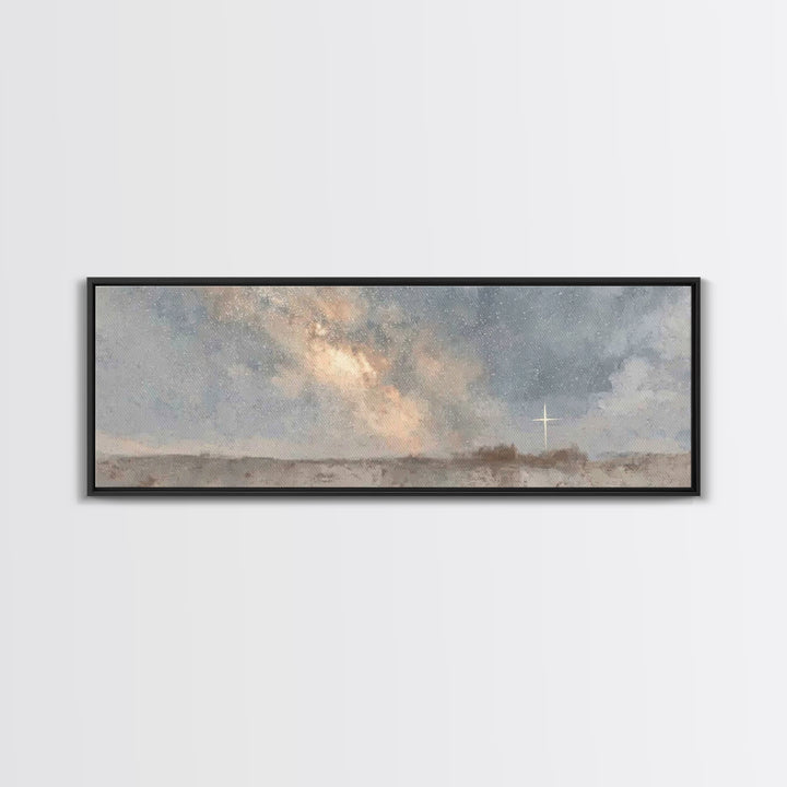 Starry Dawn Hope | Framed Canvas Print | Christian Wall Art | Panoramic Painting | Christian Art Canvas | Christmas Art | Christian Christm