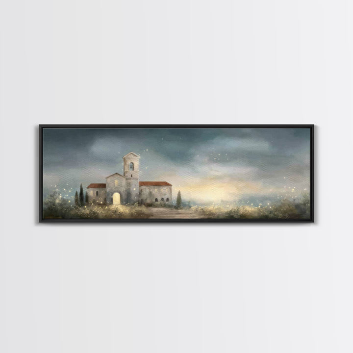 Sacred Horizon Glow, Framed Canvas Print, Christian Art Canvas, Panoramic Print, Christmas Art, Christian Wall Art, Jesus Painting