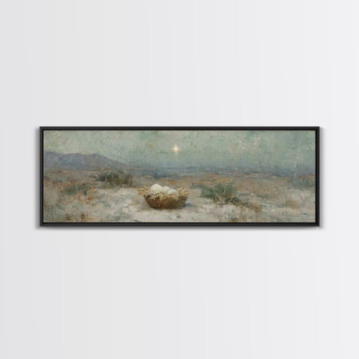 Silent Hope Nest | Framed Canvas Print | Christian Christmas Art | Panoramic Print | Christian Art Canvas | Christian Wall Art | Christmas