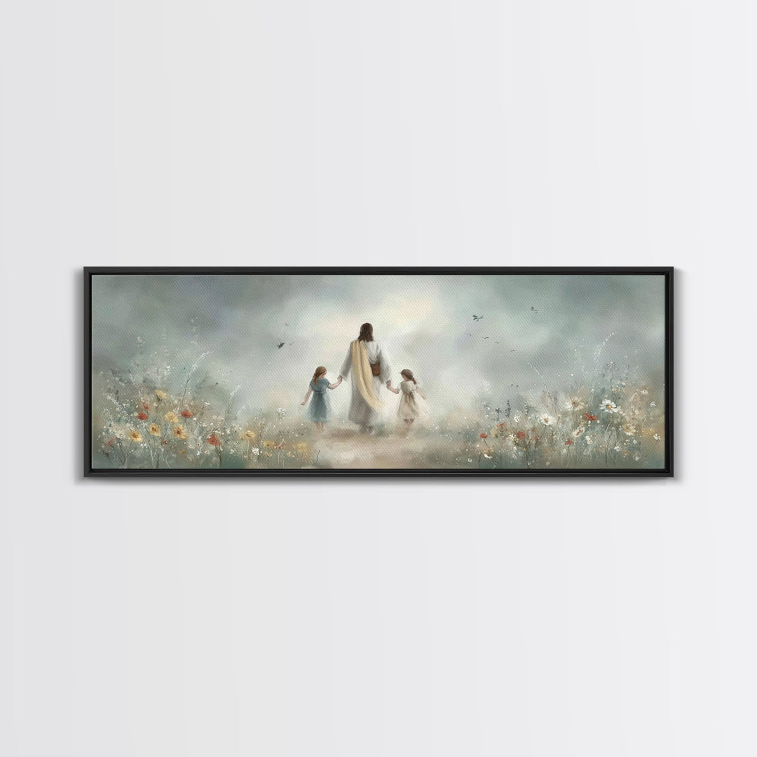 Pathway Of Peace, Framed Canvas Print, Christian Art Canvas, Jesus Painting, Christian Wall Art, Panoramic Wall Art, Christian Christmas Ar