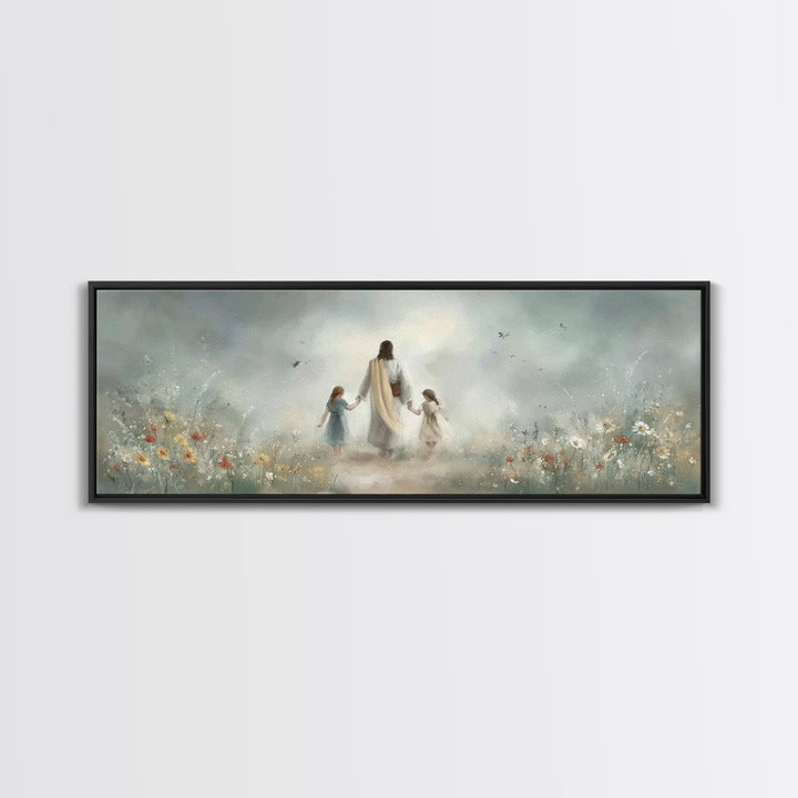 Pathway Of Peace, Framed Canvas Print, Christian Art Canvas, Jesus Painting, Christian Wall Art, Panoramic Wall Art, Christian Christmas Ar