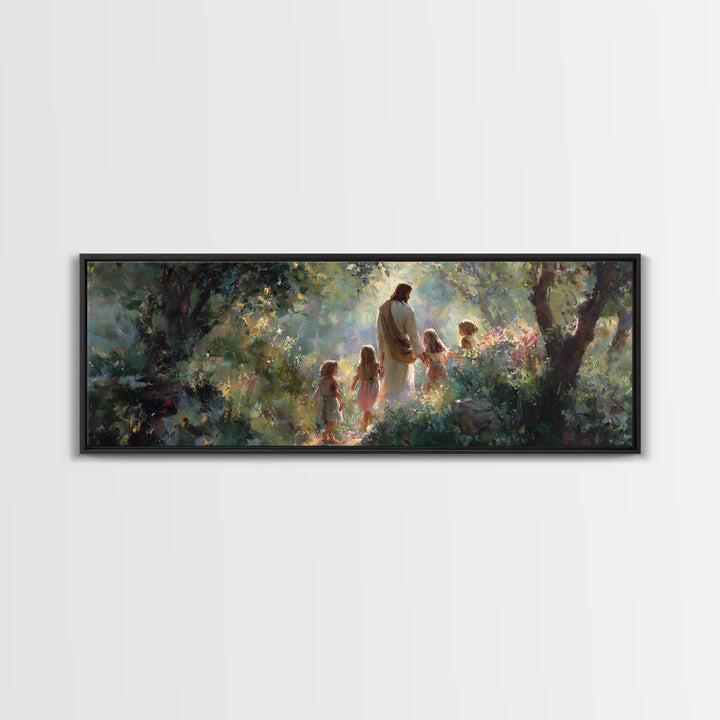 Garden Of Grace – Framed Canvas Print – Christian Art Canvas – Christian Wall Art – Jesus Painting – Panoramic Wall Art – Christian Christm