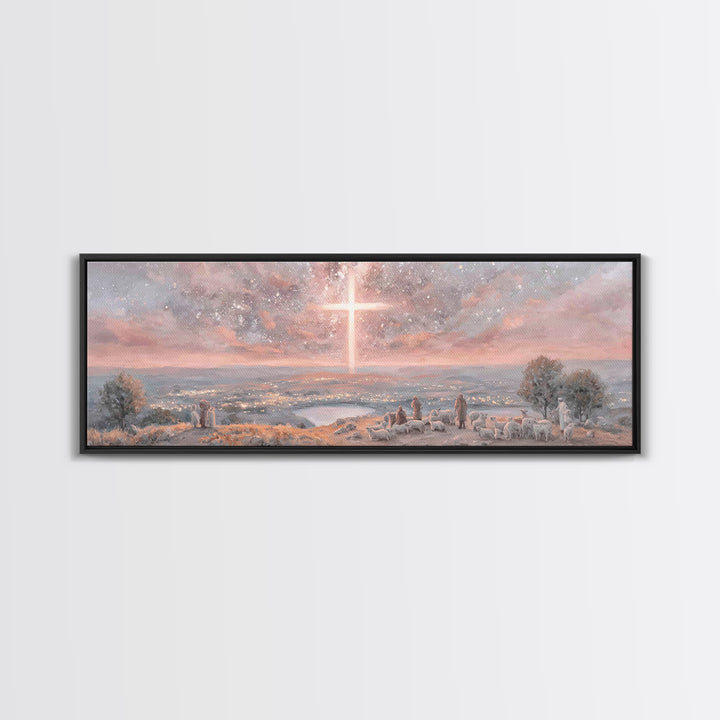 Star Of Salvation, Framed Canvas Print, Christian Art Canvas, Christmas Art, Panoramic Print, Christian Wall Art, Christian Christmas Art