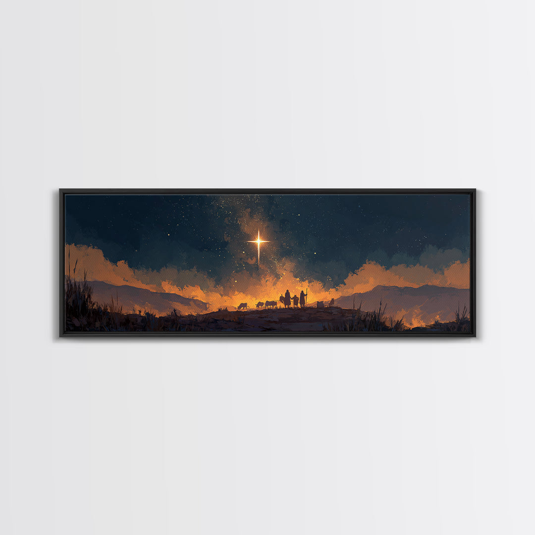 Holy Night Horizon | Framed Canvas Print | Christian Wall Art | Panoramic Painting | Christmas Art | Christian Art Canvas | Christian Chris