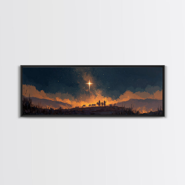 Holy Night Horizon | Framed Canvas Print | Christian Wall Art | Panoramic Painting | Christmas Art | Christian Art Canvas | Christian Chris