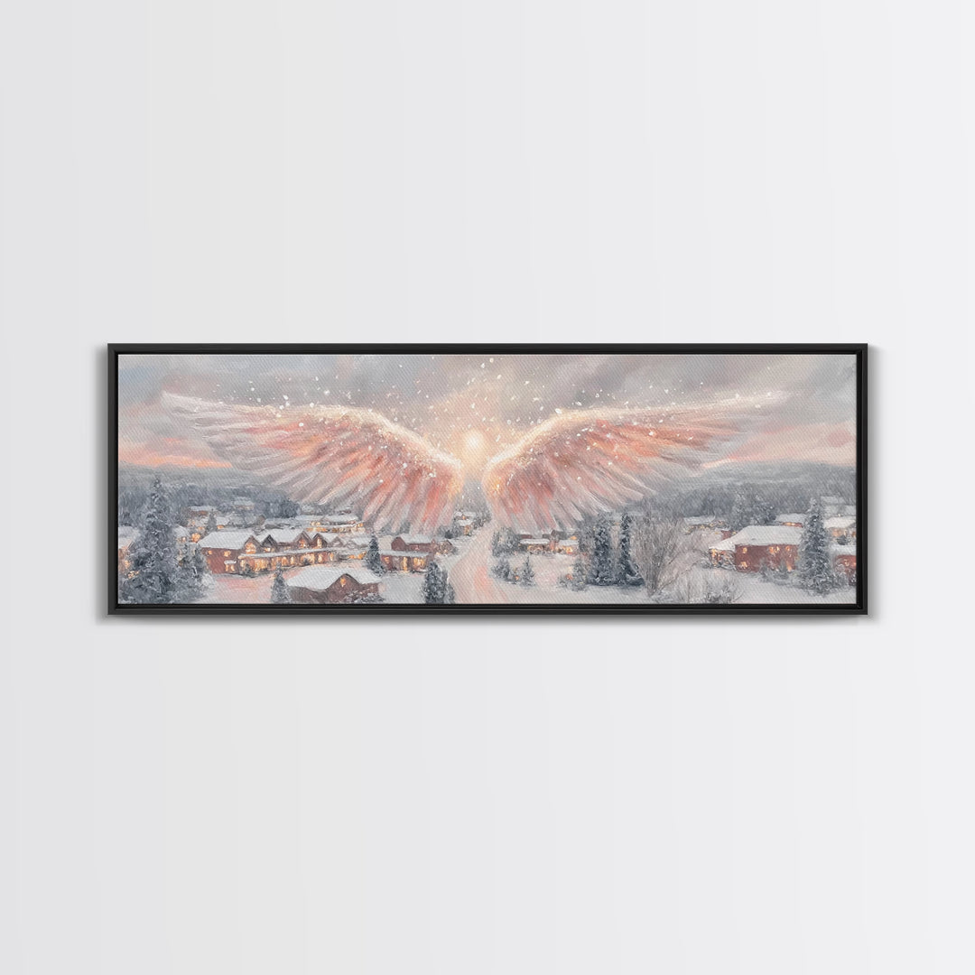 Angel Of Peace – Framed Canvas Print – Christian Wall Art – Panoramic Frame – Christian Art Print – Christmas Art – Christian Decorations