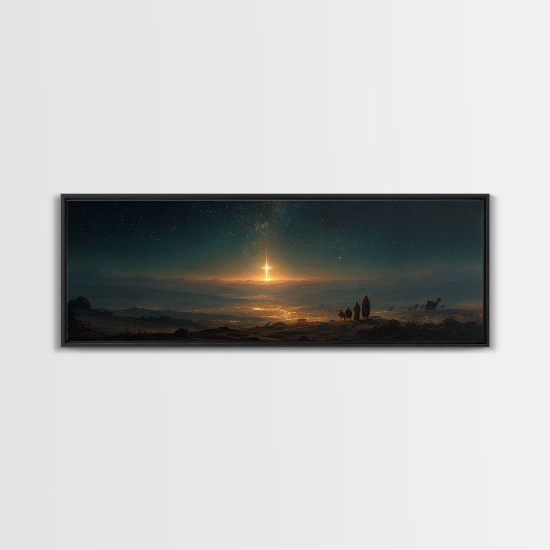 Eternal Dawn Cross – Framed Canvas Print – Panoramic Art – Christian Wall Art – Christmas Art – Christian Art Canvas – Christian Christmas