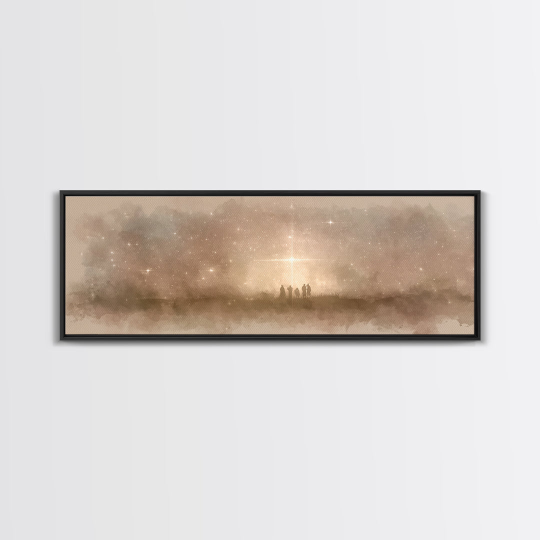Radiant Bethlehem Sky | Framed Canvas Print | Christian Art Canvas | Panoramic Art | Christmas Art | Christian Wall Art | Christian Christm