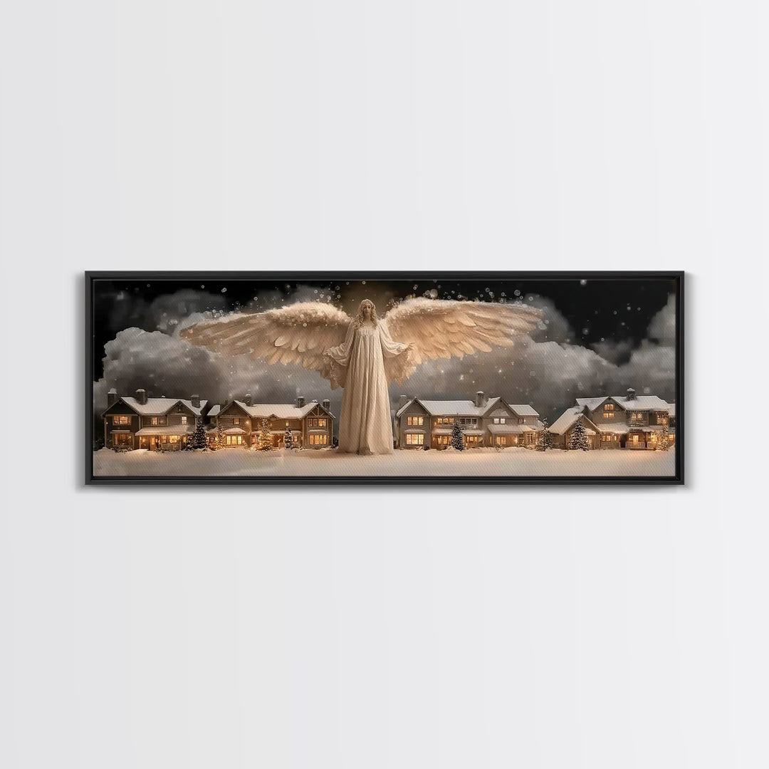 Wings Of Dawn, Framed Canvas Print, Christian Art Canvas, Panoramic Painting, Christmas Art, Christian Art Gift, Unique Christian Art