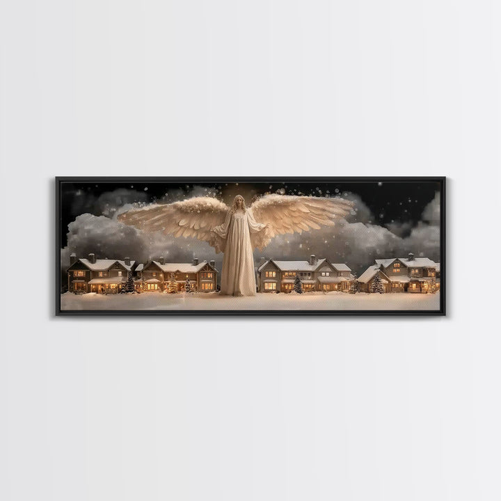 Wings Of Dawn, Framed Canvas Print, Christian Art Canvas, Panoramic Painting, Christmas Art, Christian Art Gift, Unique Christian Art