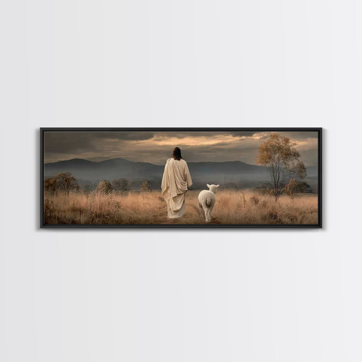 Hillside of Peace – Framed Canvas Print – Christian Art – Jesus Painting – Panoramic Art – Christian Wall Art – Christmas Art Print